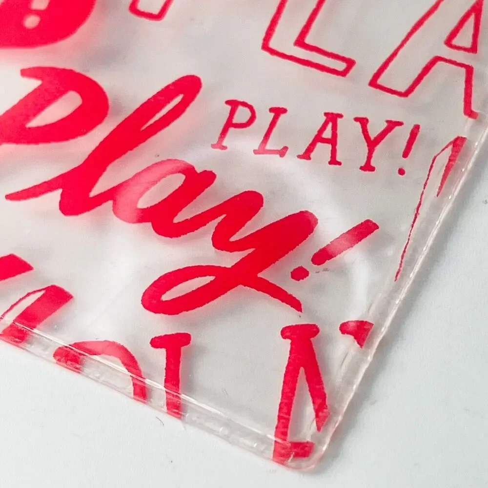 Sephora Transparent Clear Logo MakeUp Toiletry Travel Wet Envelope Bag Red New
